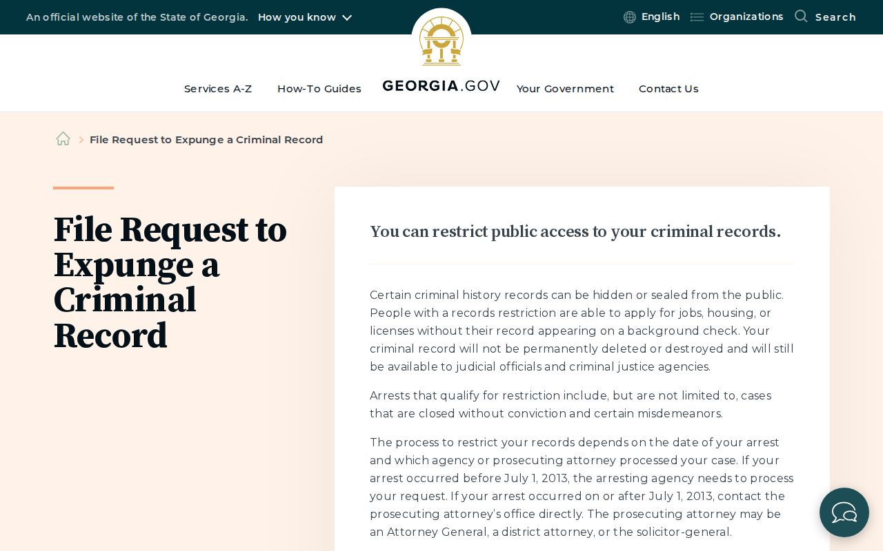 Crisp County criminal court records restriction process