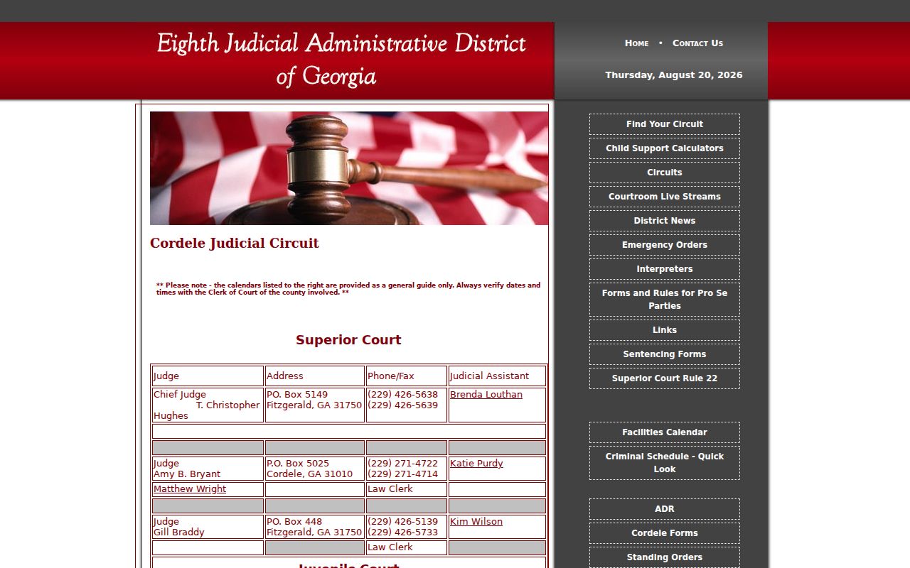 Crisp County court docket Cordele Judicial Circuit directory